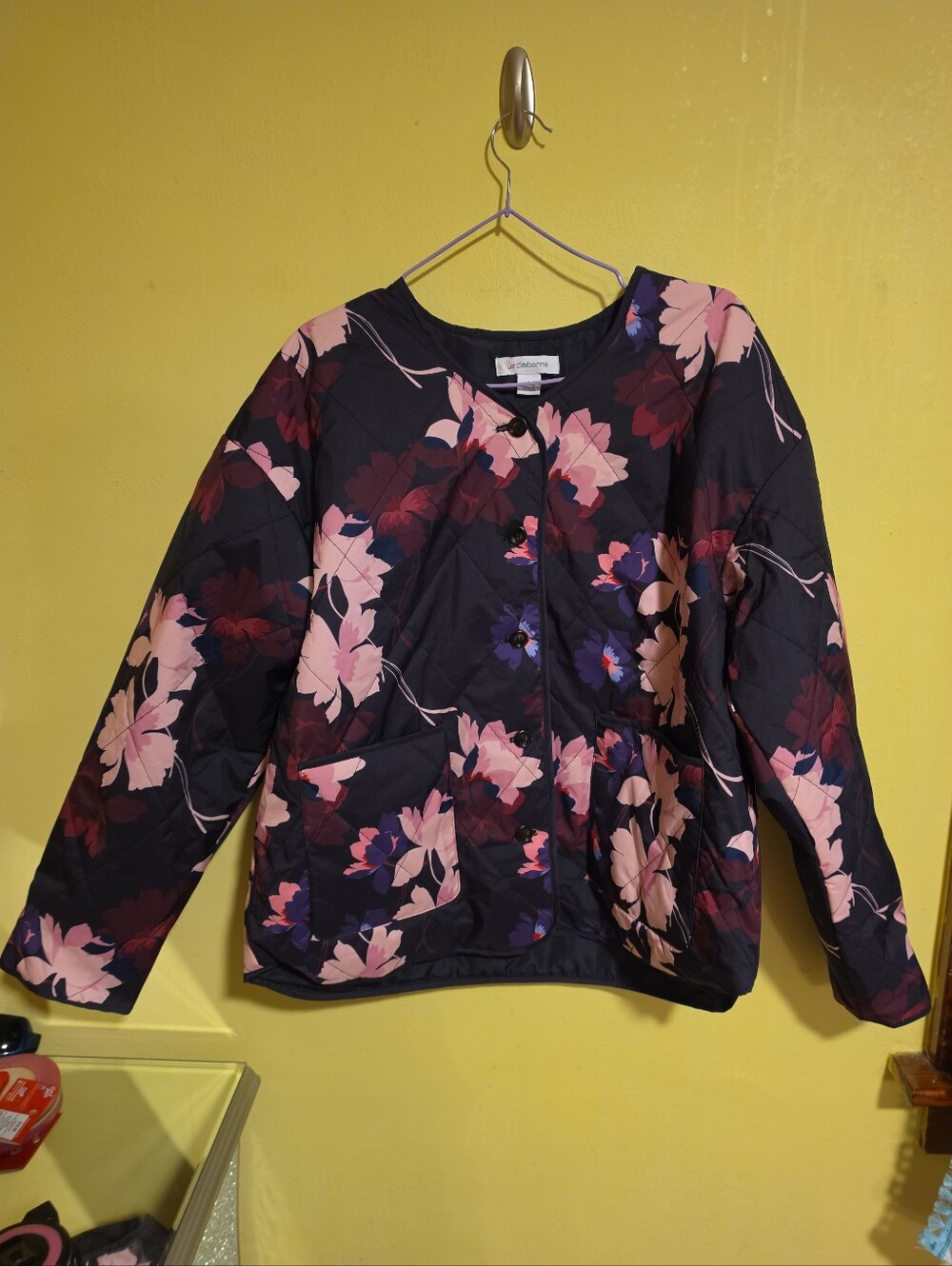 NWT Liz Claiborne Women's Large Quilted Jacket Blooming Floral Print Insulated